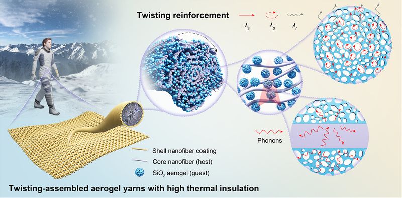 Roll-to-Roll Twisted Aerogel Yarns with Reinforced Structure and Low Thermal Conductivity