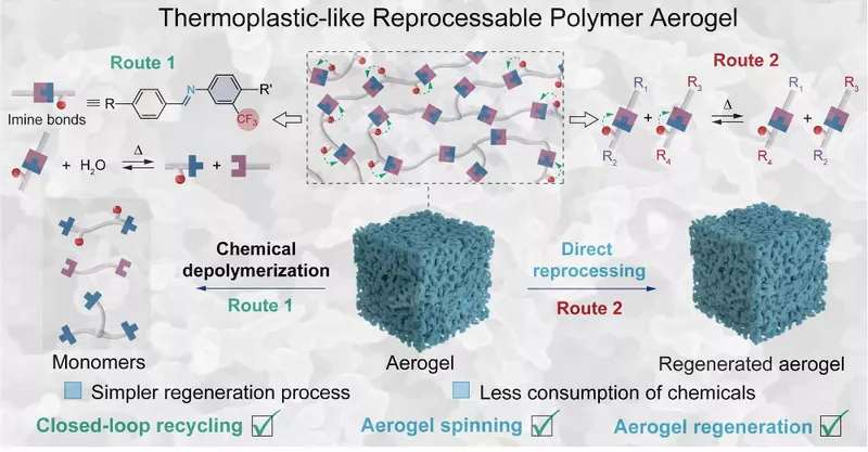 Reprocessable Thermoset Aerogels via Trifluoromethyl-Activated, Solvent-Assisted Dissociative Imine Networks